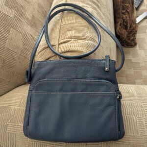Tignanello textured  Leather, Medium Blue, Crossbody Bag
